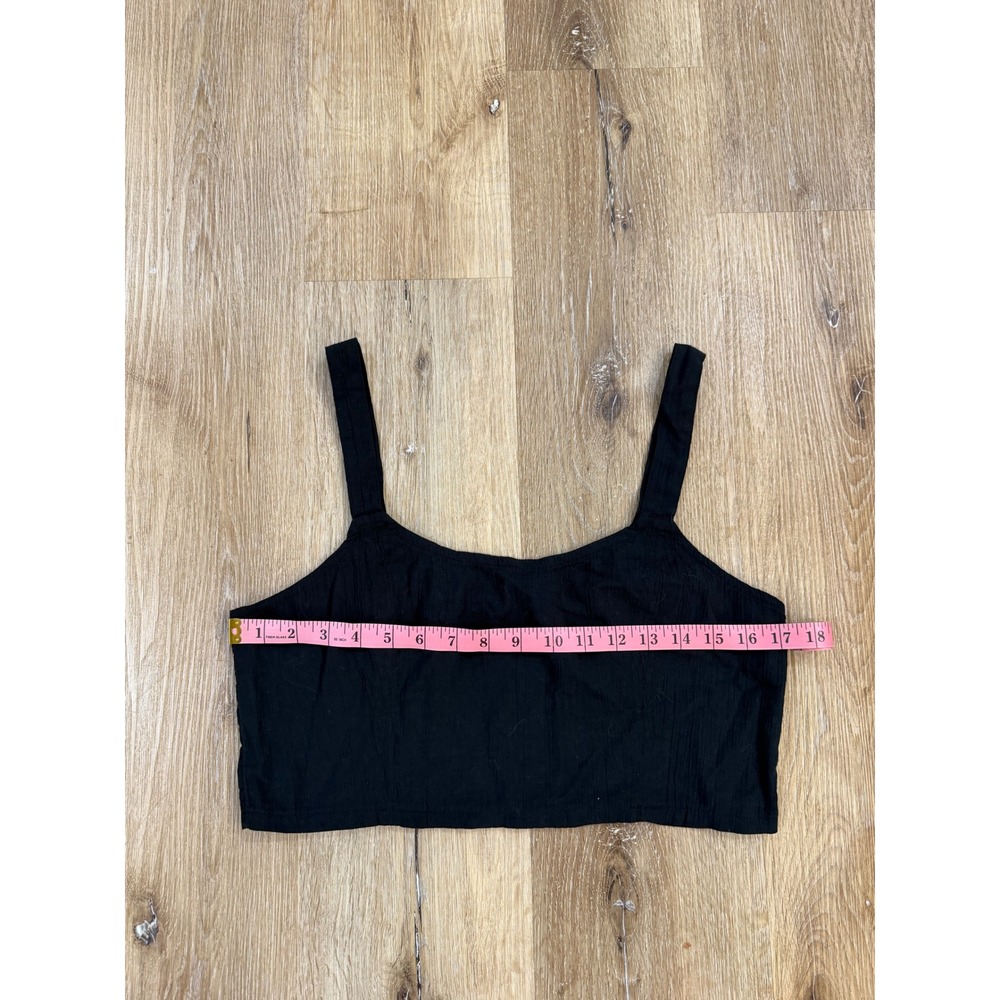 Aerie Womens Black Cotton Gauze Smocked Back Crop Top Adjustable Straps Large - Picture 2 of 7
